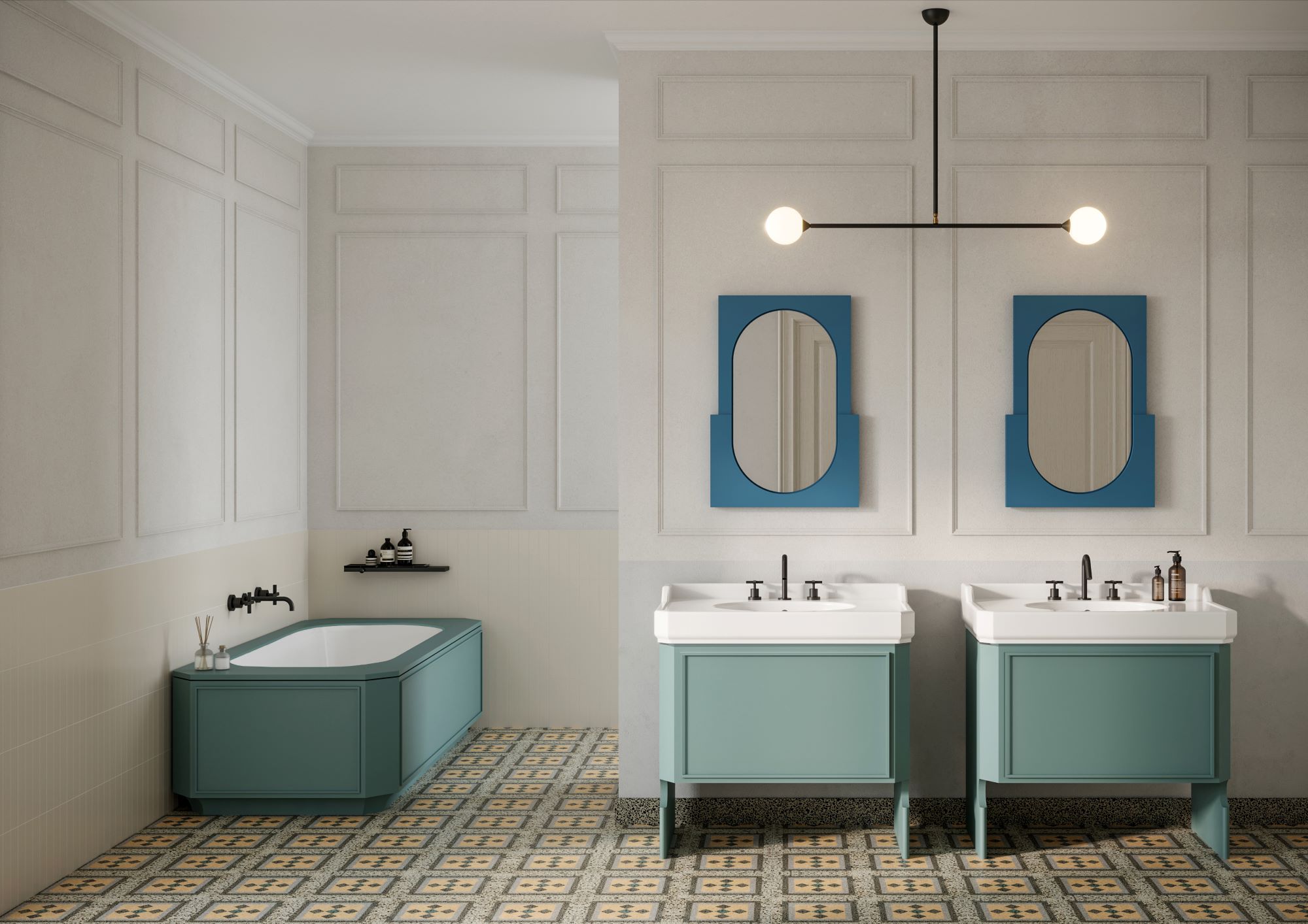 The Ex.t Nostalgia freestanding bath and bathroom vanity units. 