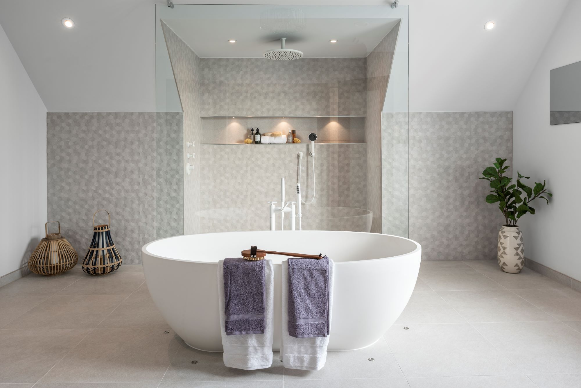 White bathroom design inspiration, the Dornbracht Tara freestanding bath mixer in white
