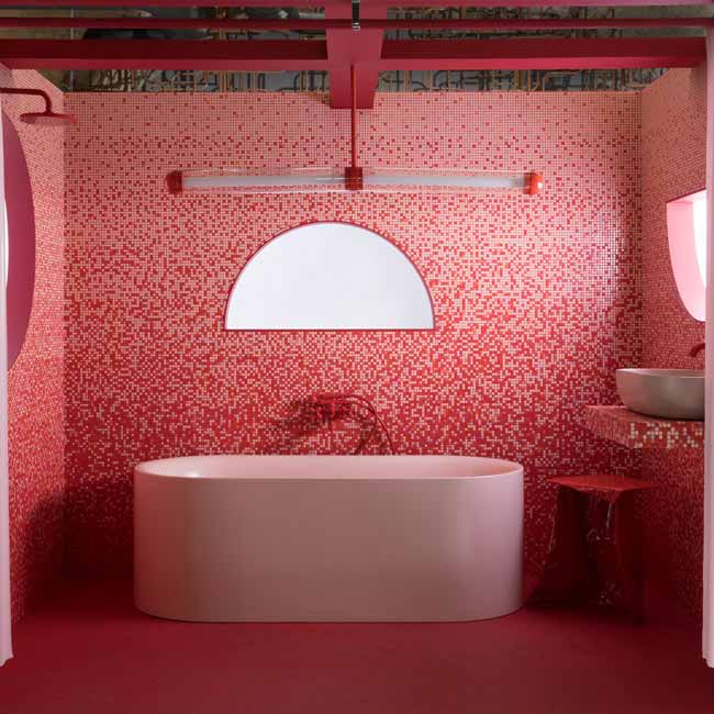 Projetos coloridos de banheiros por CP Hart