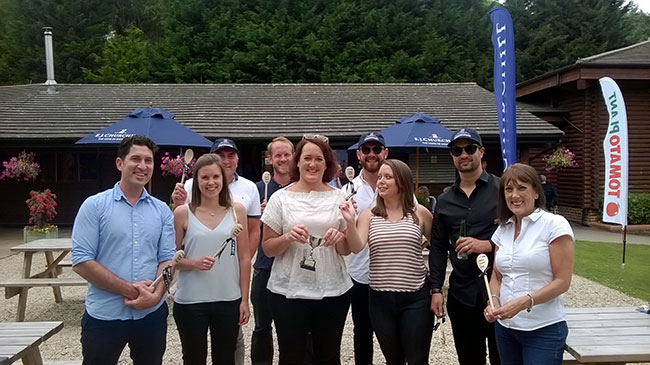 The contract's clients completing the clay pigeon shooting 