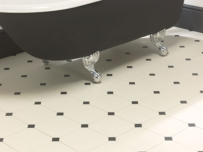 Fairmont tiles with a traditional freestanding bath
