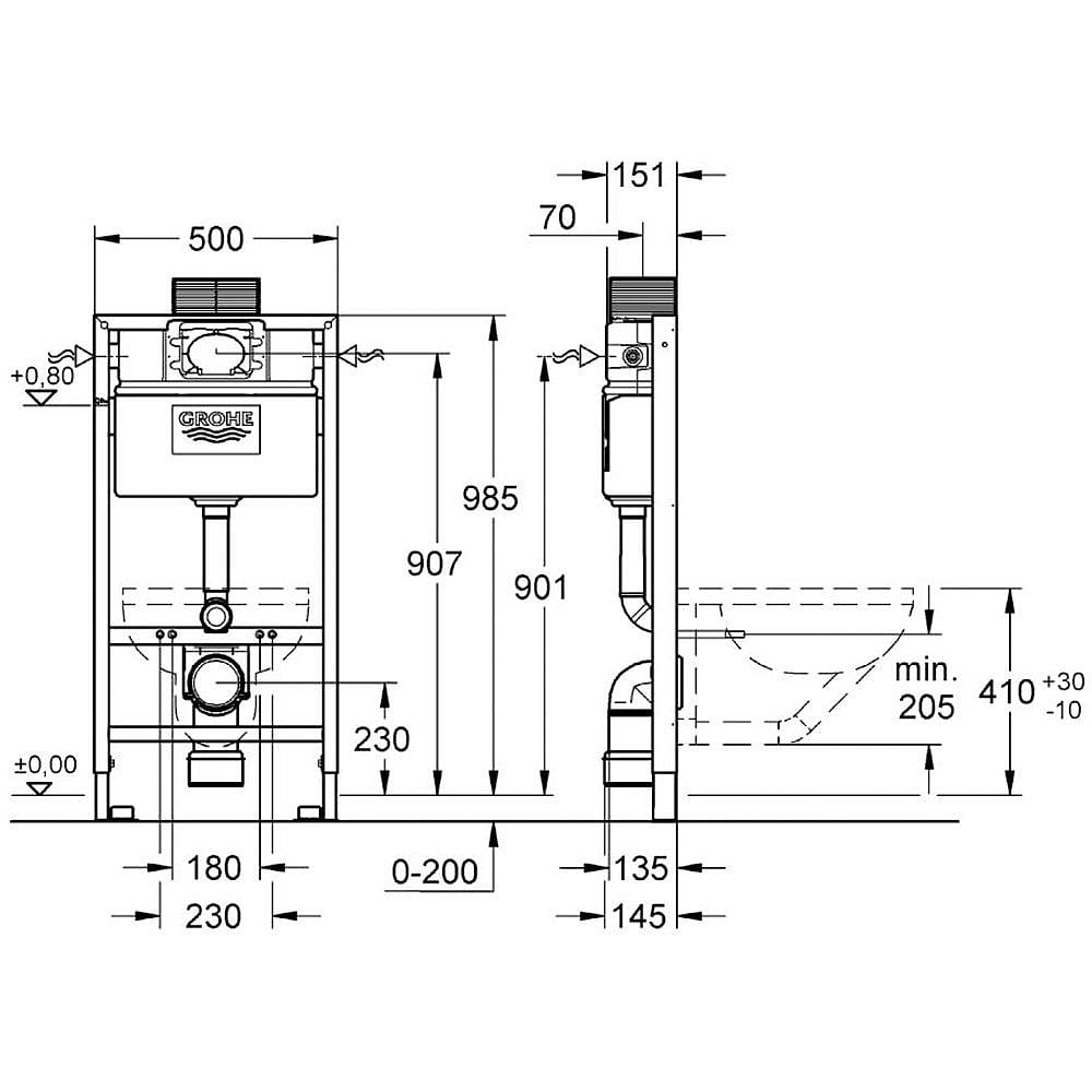 Grohe Rapid SL 1.0M Dual Flush Concealed Frame | Concealed Cisterns CP Hart