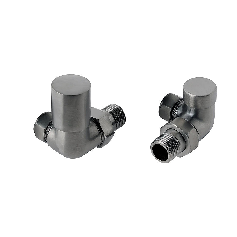 Just Taps VOS Corner Manual Radiator Valves Brushed Black