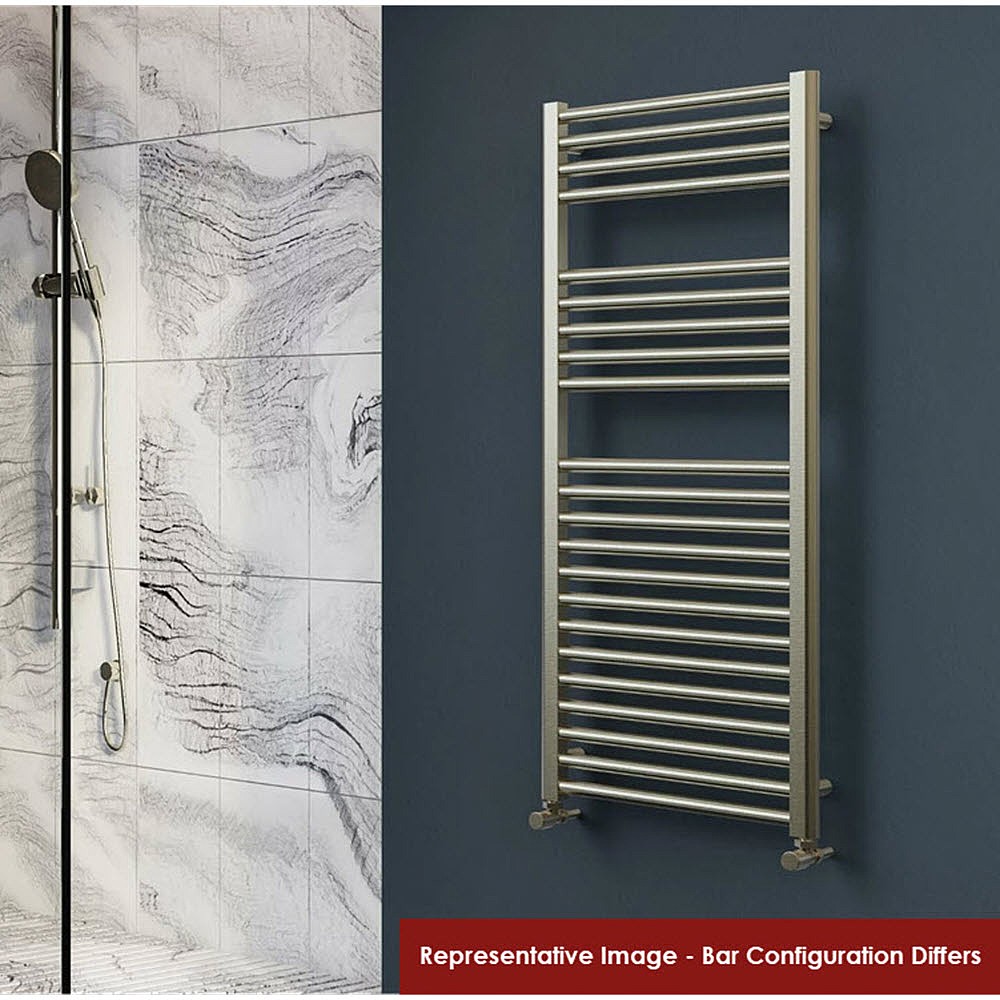 Vogue Focus Wall Mounted Heated Towel Rail 1200 x 505mm Brushed Nickel