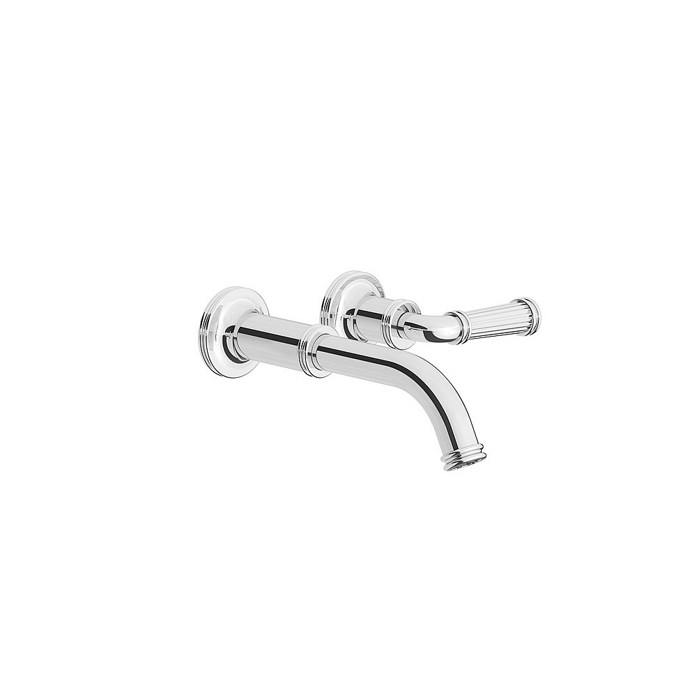 Franz Viegener Classic Fluted Single Lever Wall-Mounted Basin Mixer 185mm Spout without Waste