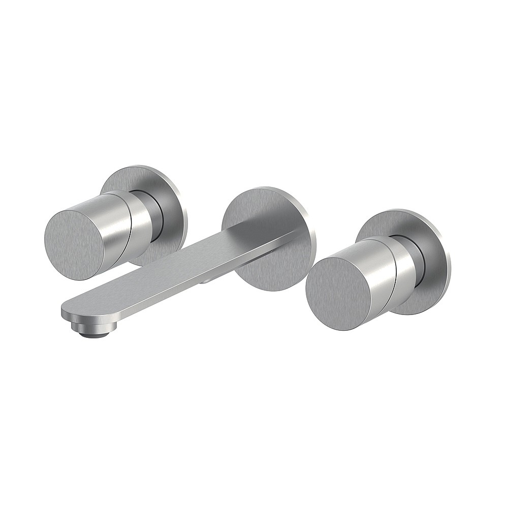 <KIT> Slide Wall Mounted Three Hole Basin Mixer (207mm Spout) with Universal Click Waste