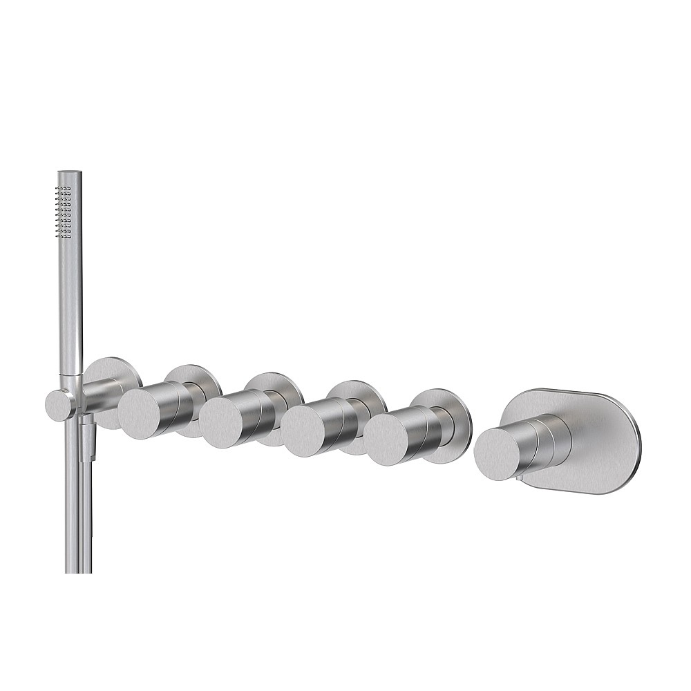 <KIT> C.P. Hart Slide Thermostatic Mixer with Four Shuts Offs and Handshower Set without Backplate