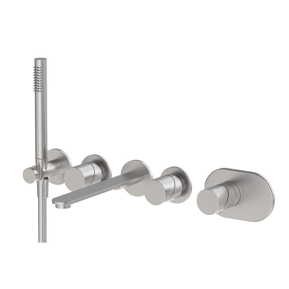 <KIT> C.P. Hart Slide Thermostatic Mixer with Two Shuts Offs. 257mm Bath Spout and Handshower Set without Backplate