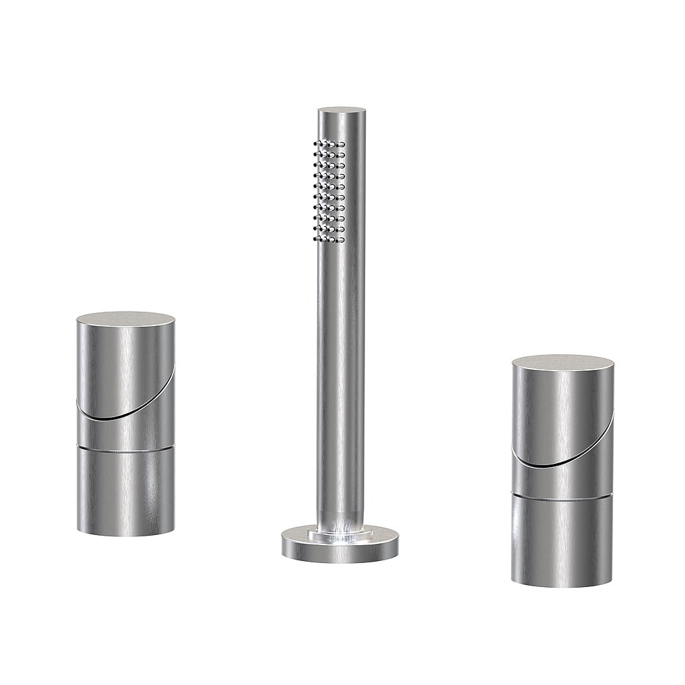 C.P. Hart Slide Three Hole Bath Mixer with Handshower