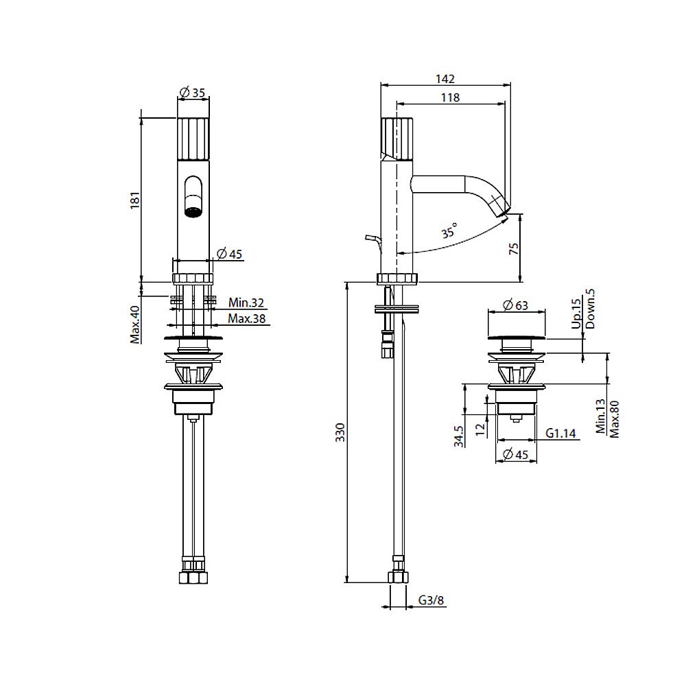 C.P. Hart Spillo Single Lever Bidet Mixer with Pop-Up Waste