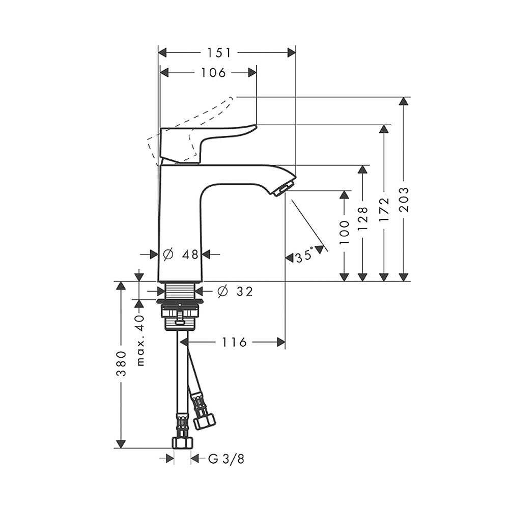 hansgrohe Metris 110mm LowFlow Single Lever Basin Mixer | Basin  
