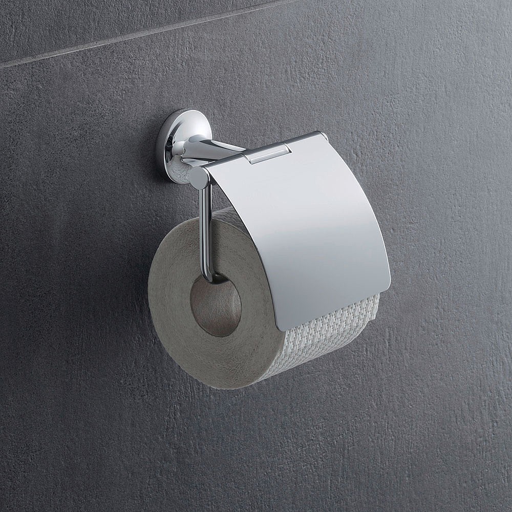 Stainless Steel Toilet Paper Holder Wall Mounted Toilet Tissue Roll Holder  Compatible With Bathroom, Brushed Finish With Water Cover