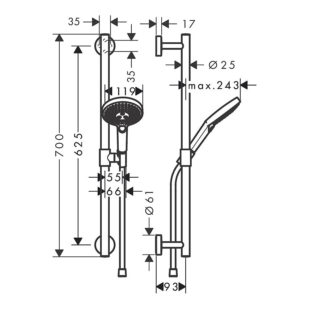 hansgrohe Raindance Select S Shower Set with 120mm 3jet Hand 