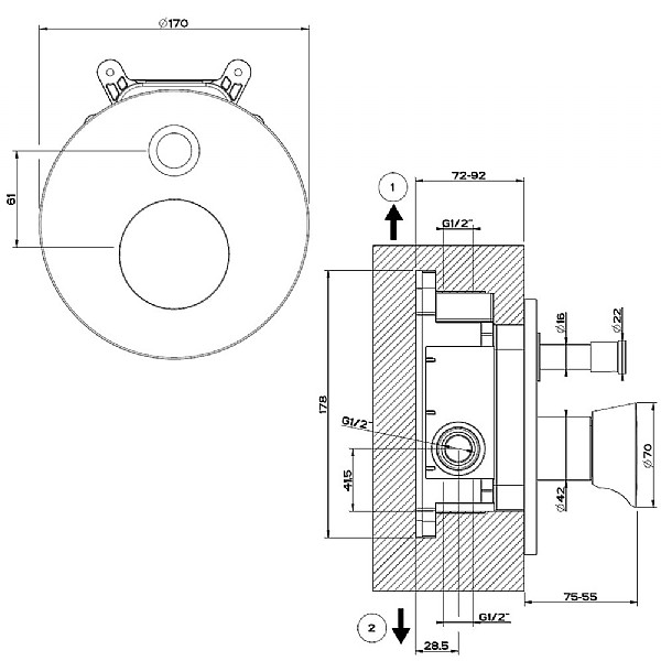 Gessi Cono Shower Valve With Diverter & Back Plate | Shower 