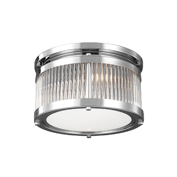 C.P. Hart Eltham LED Small Ceiling Light IP44 Clear glass rods Frosted Diffuser Polished Chrome