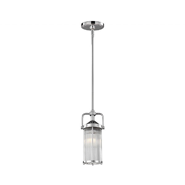 C.P. Hart Eltham LED Mini Pendant IP44 Clear Glass Rods Frosted Diffuser Polished Chrome