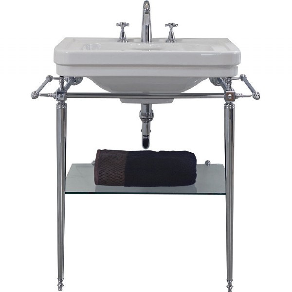 C.P. Hart London Basin Stand With Rails & Glass Shelf For 700mm
