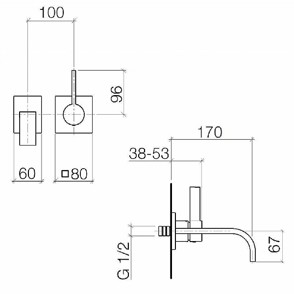 Dornbracht MEM Wall-Mounted Single Lever Basin Mixer 177mm 