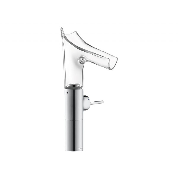 AXOR Starck V Tall Single Lever Basin Mixer with Glass Spout