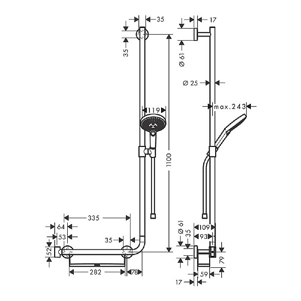 hansgrohe Raindance Select S Shower Set 1100mm with 120mm 3jet 