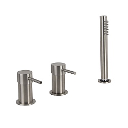 Spillo Steel Three Hole Bath Mixer with Handshower