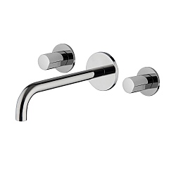 SO Wall-Mounted Three Hole Basin Mixer (192-207mm Spout) with Click Waste