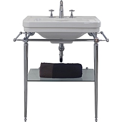 London Basin Stand With Rails & Glass Shelf For 700mm Washbasin