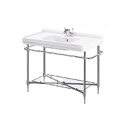 London Console Basin Stand With Rails & Glass Shelf