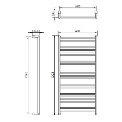 C.P. Hart Pisa Stainless Steel Towel Rail 1225 x 600mm Heating Towel Radiators CP Hart