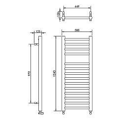 C.P. Hart Verona Mild Steel Towel Rail 1240 x 500mm Heating